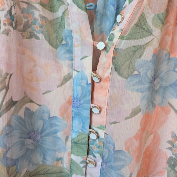 Olivaceous Pastel Floral Blouse - Picture 3 of 9